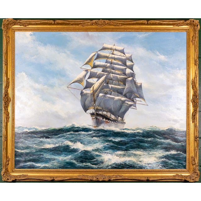 Late 20th Century Masterful Naval Oil on Canvas Painting of the Clipper Ship Thessalus by John Bentham Dinsdale For Sale - Image 17 of 17