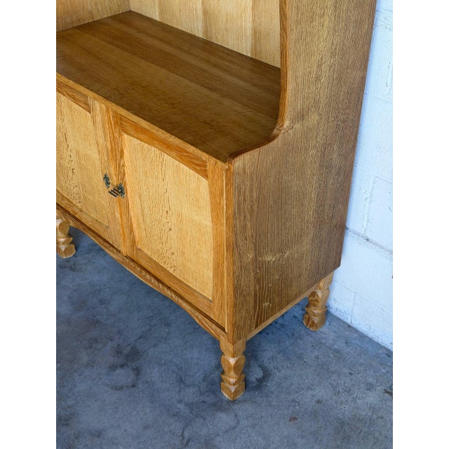 Wood Vintage Oak Hutch Cabinet With Glass Door Denmark 1970s For Sale - Image 7 of 10