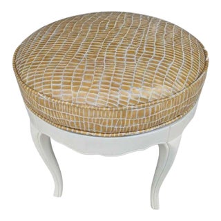 Vintage Restored Hollywood Regency Style Ottoman With Swivel For Sale