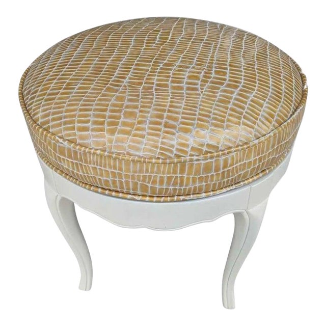 Vintage Restored Hollywood Regency Style Ottoman With Swivel For Sale