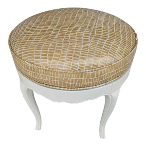 Vintage Restored Hollywood Regency Style Ottoman With Swivel