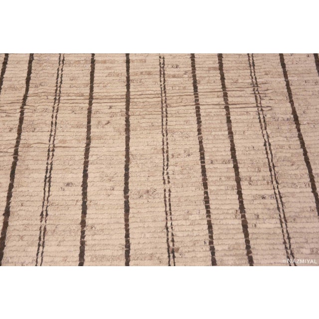 2020s Large Light Ivory Cream Minimalist Stripped Pattern Modern Rug For Sale - Image 5 of 8