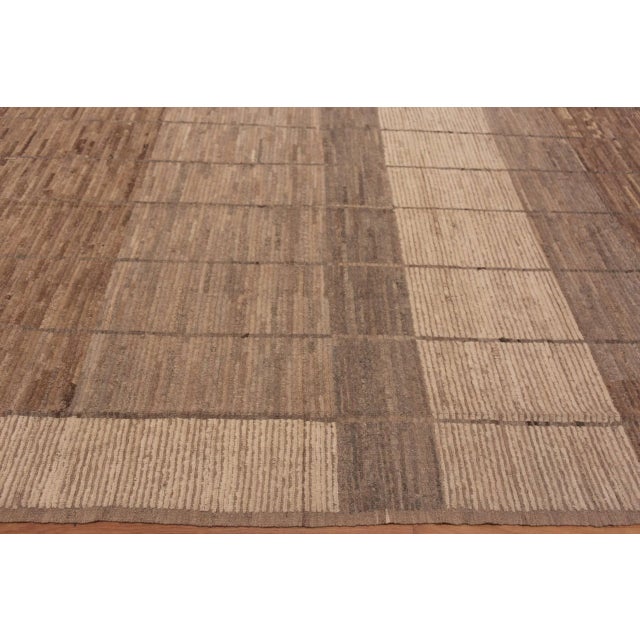 Modern Minimalist Geometric Design Earthy Color Contemporary Room Size Area Rug, Country Of Origin: Central Asia, Circa...