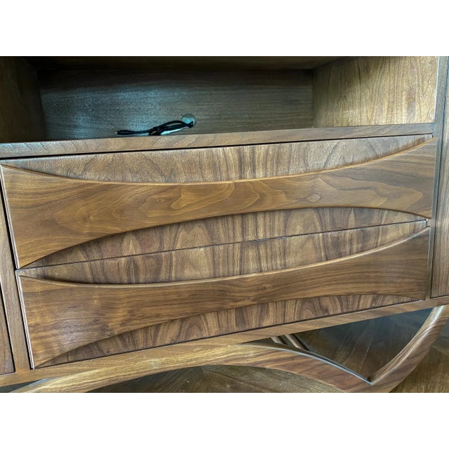 Custom Mid Century Style Walnut Sideboard With Curved Leg For Sale - Image 9 of 10