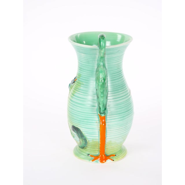 Burleigh Mid-20th Century Burleigh Ware England Green Ceramic Heron Pitcher For Sale - Image 4 of 12