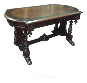 Antique Library Table, Victorian Accent Table, Walnut and Tiger Maple