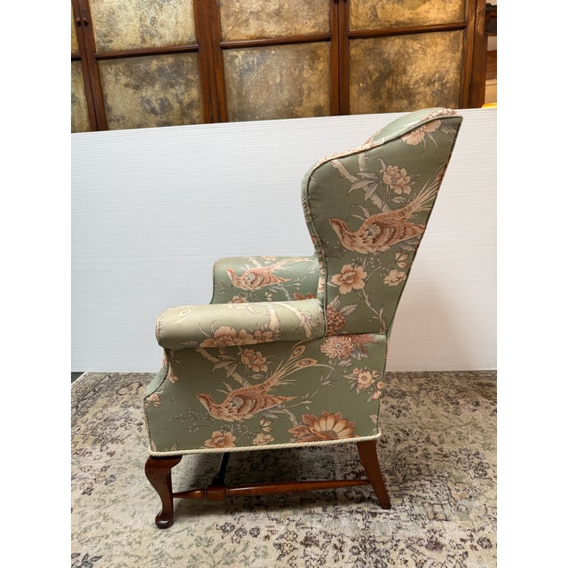 English Schumacher Upholstered Wingback Chair For Sale - Image 3 of 12