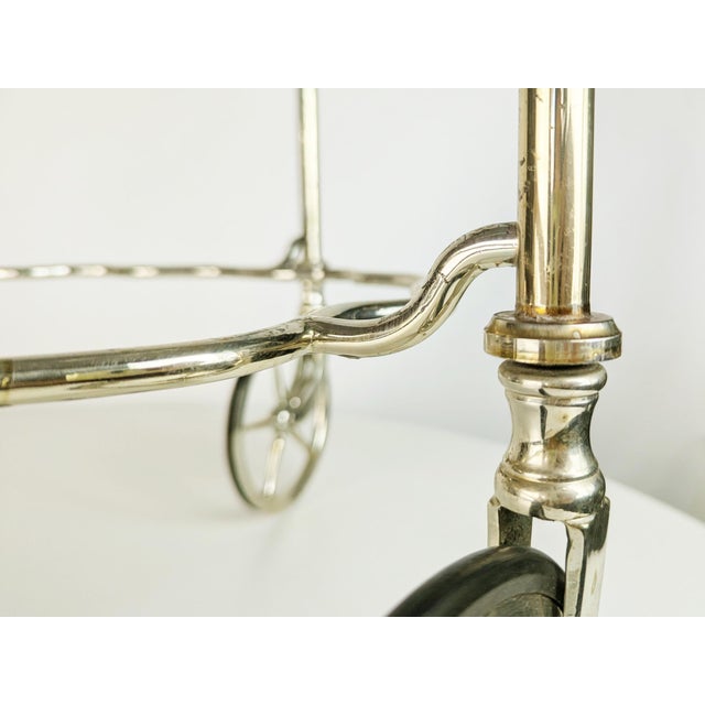 Metal Mid-Century Italian Silver Plated Metal Trolley with Removable Trays by Carlo Mozzoni For Sale - Image 7 of 15