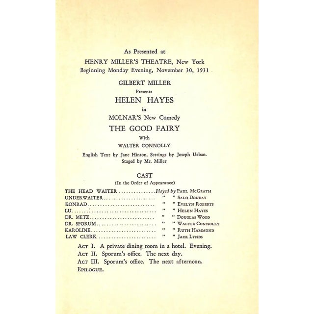 "The Good Fairy" Book 1932 Molnar, Ferenc For Sale - Image 4 of 5