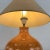 Vintage 1990s French Kostka Ceramic Table Lamp | Reactive Glaze | Amber Melon | Original Shade | Made in France For Sale - Image 4 of 10