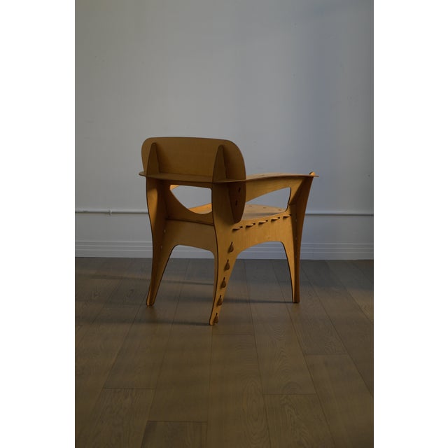 Mid-Century Modern 1990 Attributed to David Kawecki Puzzle Chair in Laser-Cut Birch/Plywood, Usa For Sale - Image 3 of 18