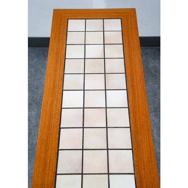 Mid Century Danish Modern End Table Side Entryway Console Wide Tile Teak Wood For Sale - Image 11 of 12