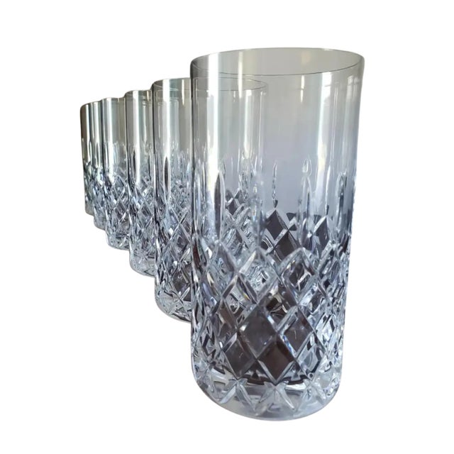 Mikasa Mid-Century Mikasa Coventry Crystal Highball Glasses | Set of 6 Diamond-Cut For Sale - Image 4 of 6