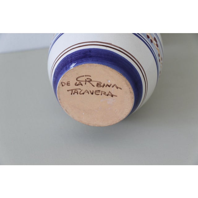 Country of Origin: Spain Dimensions: H 7.75", D 5" Materials: Ceramic Color: White, blue, yellow Condition: Vintage...