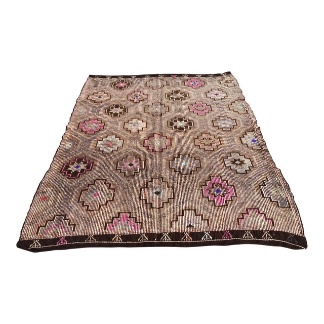 1960s Vintage Turkish Nomadic Tribal Area Rug - 6′9″ × 8′8″ For Sale