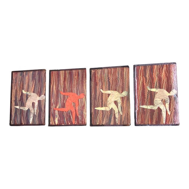 Contemporary 4 Original Wayne Cunningham Abstract “Running Man “ Collages-Set of 4 For Sale