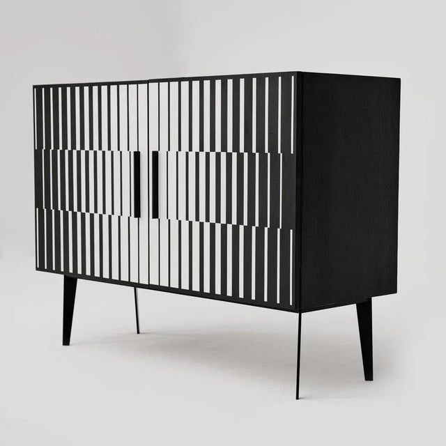 Mid-Century Modern Sideboard with Hand-Painted Pattern, 1970s For Sale - Image 3 of 13