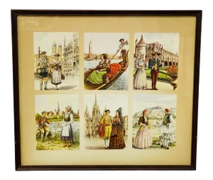 Mid 20th Century European City Scene Prints, Framed