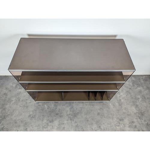 Hi-Fi Cabinet with Drop-Down Door in Smoked Acrylic Glass and Chrome-Plated Metal, 1970s For Sale - Image 3 of 8