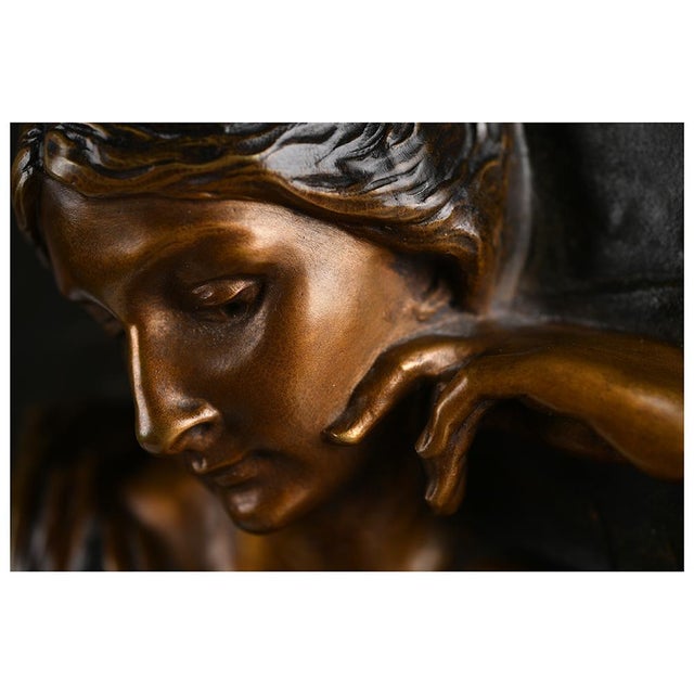 Bronze Bas-Relief on Marble Base by L-E Barrias For Sale - Image 4 of 8