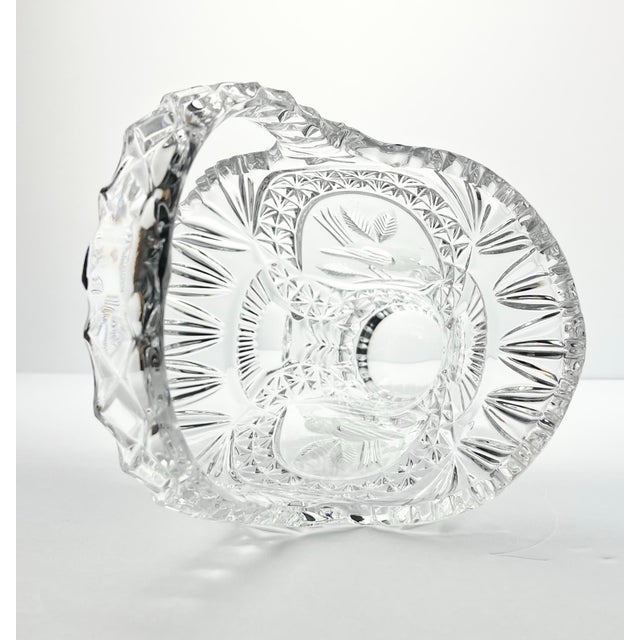 1990s Hofbauer “Byrdes” Large Cut Crystal Deep Handled Basket 10 1/2” For Sale - Image 10 of 11