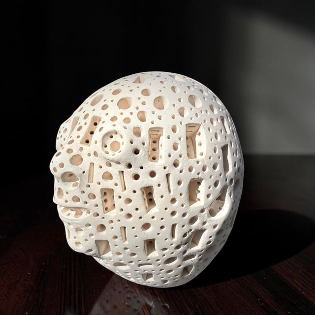 Alexander Ney Perforated Terracotta Head Sculpture, C. 1980s For Sale - Image 13 of 13
