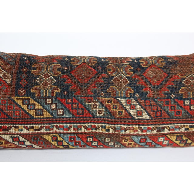 Navy Blue Antique Decorative Multi Color Tone Persian Rug Pillow Cushion Cover -16'' X 44'' For Sale - Image 8 of 10
