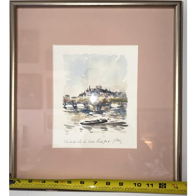 Glass Robert Yan Original Watercolor "Ile De La Cite, Paris" 1990 - Signed For Sale - Image 7 of 12
