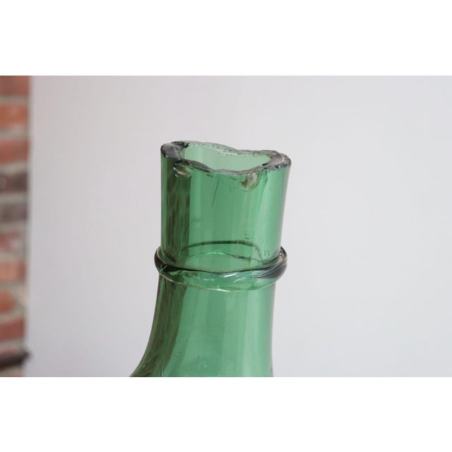Vintage Italian Mouth Blown Glass Bulbous Demijohn in Seafoam Green For Sale - Image 16 of 18