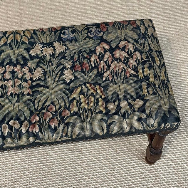 Antique Renaissance Revival Floral Needlepoint Tapestry Bench For Sale - Image 17 of 18