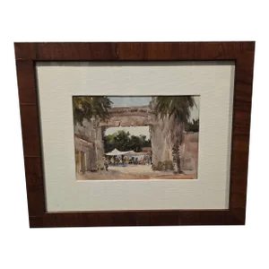 Original Watercolor Painting Western Market Scene by Lowell Ellsworth Smith