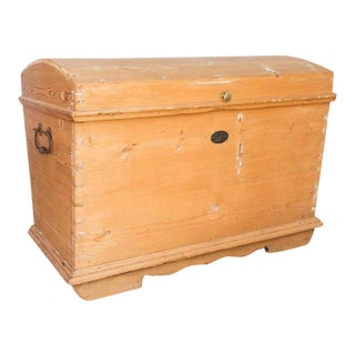 Pine Blanket Toy Chest Iron Hardware Belgium C. 1890 For Sale