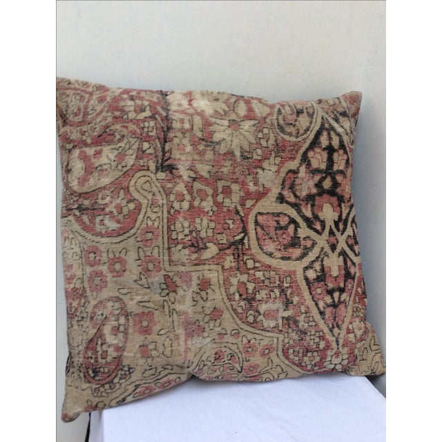 Red Large Antique Rug Fragment Pillow For Sale - Image 8 of 8