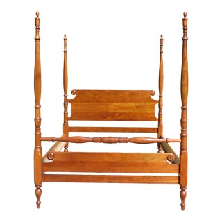 Vintage Monitor American Emblem Solid Cherry Wood Full Double Poster Bed For Sale
