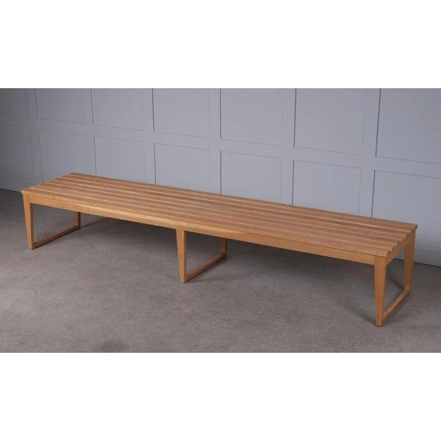 Long Swedish Bench in Oak, 1960s For Sale - Image 4 of 12