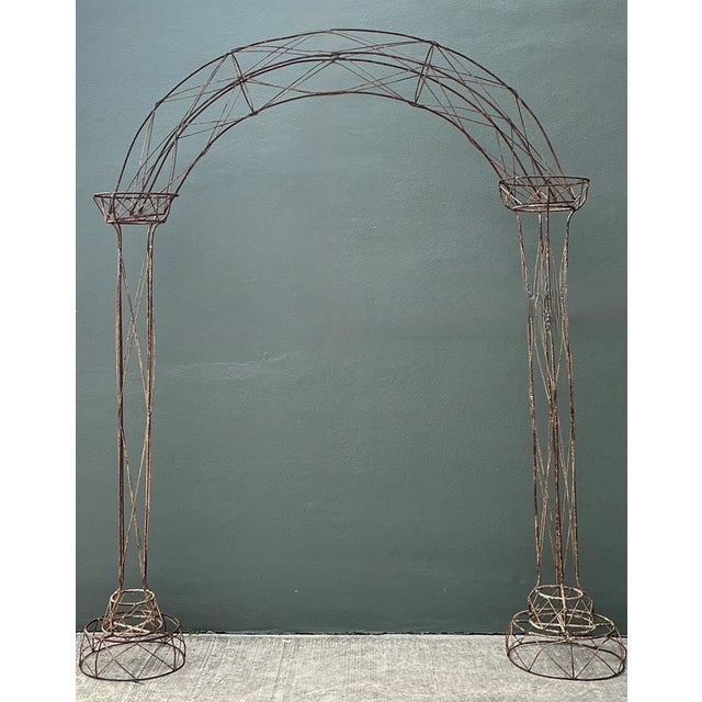 Metal Vintage Patinated Wire Frame Garden Arch For Sale - Image 7 of 14
