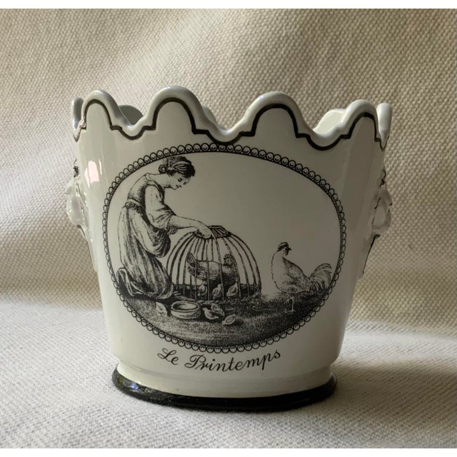 Pair of Italian Neoclassical Black & White Porcelain Cachepots, Circa 1960 For Sale - Image 15 of 18