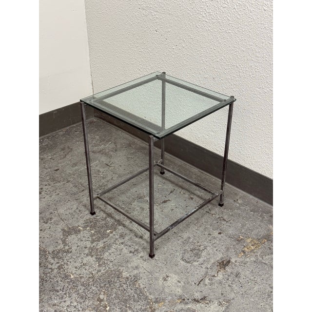 Contemporary Glass Top Side Table For Sale - Image 10 of 12