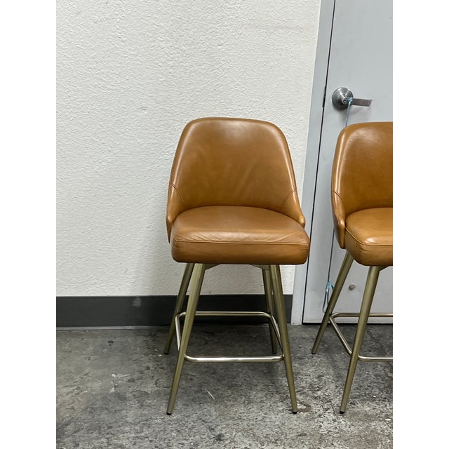 2020s West Elm Mid Century Swivel Counter Stools, Pair For Sale - Image 5 of 12