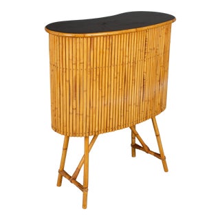 Mid Century French Riviera Bamboo and Rattan Bar For Sale