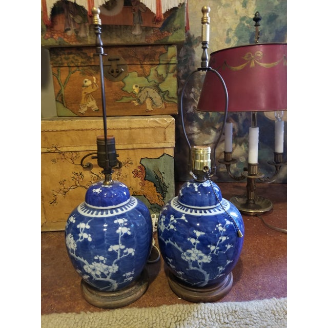 Pair Of Blue And White Chinese Ginger Jar Lamps Chairish