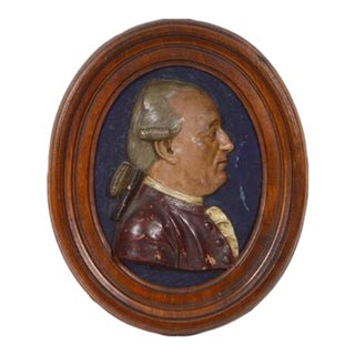 Antique 18th-C. Oval Terracotta Portrait Plaque For Sale