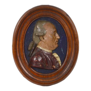 Antique 18th-C. Oval Terracotta Portrait Plaque