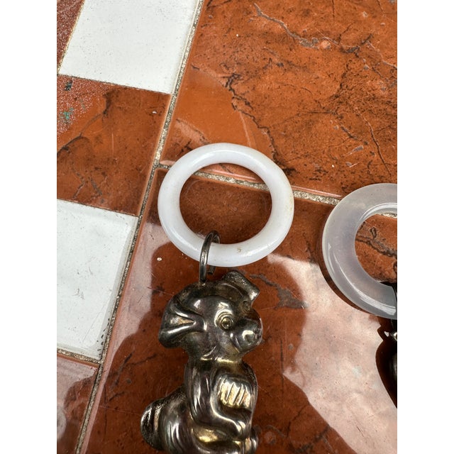 Mid-Century Modern Pair of Vintage Silver Metal Baby Toys For Sale - Image 3 of 7