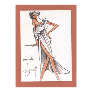 1980 Original French Fashion Drawing, Summer, Beach, Cruisewear-Pen and Ink, For Sale