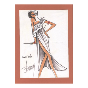 1980 Original French Fashion Drawing, Summer, Beach, Cruisewear-Pen and Ink,