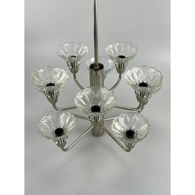 Mid-Century Space Age Chandelier in Metal & Glass, 1970s For Sale - Image 13 of 13