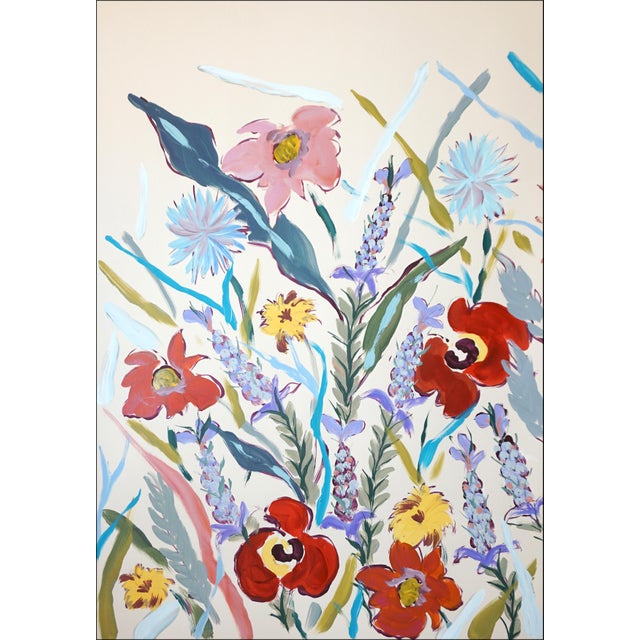 Illustration 2025, Illustrative Floral Painting, Large Diptych of Poopies and Wildflowers, Acrylic Paint on Watercolor by Romina Milano For Sale - Image 3 of 10