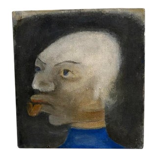 Abstract Portrait Painting of a Primitive Old Man by Artist Richard Klamann For Sale