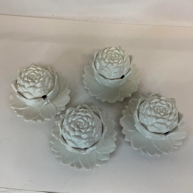 Hollywood Regency Mid-Century Italian Hollywood Regency Majolica Trompe L’Oeil Artichoke Bowls With Lids - Set of 4 For Sale - Image 3 of 12